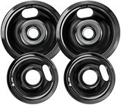 W10290350 W10290353 Porcelain Burner Drip Pan Bowls by Blutoget - Fit for Whirlpool Electric Range Stove Pans- 2 Pack 8-Inch and 2 Pack 6-Inch Pans(Black Porcelain),W10288051 Electric Stove Drip Pans