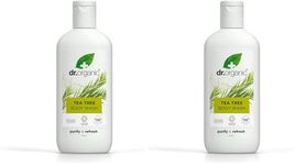 Dr Organic Tea Tree Body Wash, Shower Gel, Natural, Vegan, Cruelty-Free, Paraben & SLS-Free, Recyclable & Recycled Ocean Bound Plastic, Certified Organic, 250ml, Packaging may vary (Pack of 2)