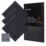 Lupin Microfiber Cleaning Cloths, Large 3 + 1 Pack Premium Ultra Lint Free Polishing Cloth for Cell Phone, Tablets, Laptops, iPad, Glasses, Auto Detail, TV Screens & Other Surfaces (Black)