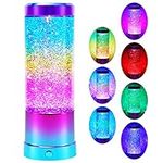 Lava lamp,Automatic Color Changing Rainbow Glitter Lamp with Clear Liquid,USB Power/Battery Operated Mood Lighting,Cool Room Home Decor Lamp Gifts for Teens Women and Girls (Blue Purple)