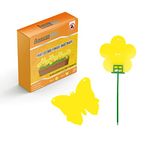 Fruit Fly and Fungus Gnat Traps. 20 Pack of Large, Double Sided, Yellow Sticky, Plant fly Catchers for Indoor and Outdoor use. Attractive Butterfly and Flower designs.