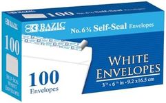 BAZIC #6 3/4 Peel and Seal White Envelope,572-24P (100-Pack)