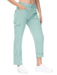 TBMPOY Women's Cargo Work Pants Convertible Roll-Up Capri Dry Fit Quick Dry Pockets Hiking Outdoor Fishing Grayish Blue L