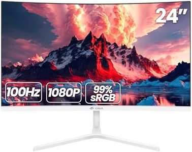 CRUA 24 Inch Curved Monitor, FHD(1920×1080p) 100HZ 99% sRGB Computer Monitors, LED Filter Blue Light 178° Wide Viewing Angle PC Monitor for Home, Office and Dormitory(HDMI, VGA)-White