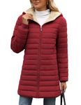 HEEKPEK Women's Quilted Fleece-Lined Puffer Jacket Winter Warm Mid-Length Coat Slim Zipper Lightweight Outerwear with Pockets