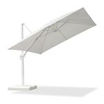 PURPLE LEAF 3 X 3 M Garden Cantilever Parasol, Large Square Patio Umbrella with White Frame, Crank Handle and Tilt for Balcony and Outdoor, White