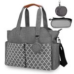 comeder Nappy Changing Bags, Multifunctional Nappy Tote Bag for Mom and Dad, Large Capacity Waterproof Baby Changing Bags with Pacifier Bag for Diaper All Baby Accessories (Grey)