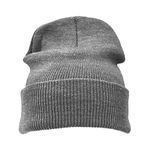 Beanie Hat Plain Grey Soft Comfortable Casual for Men Women Warm Knitted Winter Woolly Skully Ski Headwear