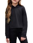 Arshiner Kids Crop Tops Girls Hoodies Cute Long Sleeve Fashion Sweatshirts Black 9-10