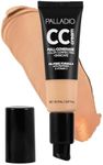 Palladio Full-Coverage Color Correction CC Cream, Oil-Free with Peptides & Vitamin C, Best for Correcting Redness and Uneven Skin Tone, Buildable Foundation Coverage (Med 32W)