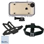 eCostConnection Extreme Sports Waterproof Case for iPhone 6,6S + Adjustable Chest Mount Harness + Head Strap Mount + Microfiber Cloth