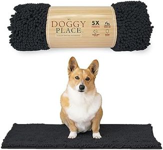 My Doggy Place Microfiber Dog Mat for Muddy Paws, 31" x 20" Charcoal - Absorbent and Quick-Drying Dog Paw Cleaning Mat, Washer and Dryer Safe - Non-Slip Rubber Backed Dog Floor Mat, Medium