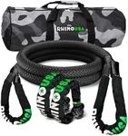 Rhino USA Kinetic Bridle Rope Recovery Kit (1in x 10ft) - Heavy Duty Offroad Snatch Strap - Includes 2 Soft Shackle for UTV, ATV, Truck, Car, Jeep, Tractor (Black)