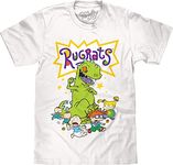 Tee Luv Men's Rugrats Reptar Shirt - 90s Cartoon Character Graphic T-Shirt (White) (XXL)