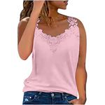 HAOLEI Lace Vest Tops Women UK,Ladies Tank Tops Sexy V Nech Shirts Going Out Plain Sleeveless Summer Tops Party Elegant Loose Fit Tunic Cami Sling Shirt Camisoles Lace Blouse Tank Top Sale Clearance