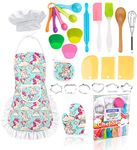 KAEGREEL Kids Baking Chef Set with Unicorn Apron 26pcs Kitchen Toys Kid Cooking Set with Chef Hat Spoons Whisk Chef Dress Up Role Play Gifts for Boys Girls Aged 3 3 4 5 6 7 Years Old Blue