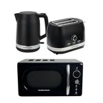 Hamilton Beach Ella Kitchen Bundle, 1.7L Kettle, 2 Slice Toaster, 20L Standard Microwave, Kettle & Toaster Set, Kitchen Set - ELLABB, Black