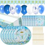 OSDUE 115PCS Frozen Princess Party Supplies Set, Girls Party Supplies Set with Pink Party Paper Plates Cups Napkins Tablecloth Straws Birthday Banner Party Supplies Decorations -Serves 10 Guests