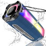 neza Portable Bluetooth Speakers, 20W HD Loud Stereo Sound Wireless Speaker, 18H Playtime Bluetooth 5.1 Speaker with RGB Flashing Lights, IPX7 Waterproof Speakers for Travel/Home/Outdoors, Blue