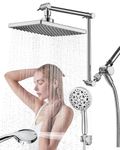 Singing Rain 8 Inch Shower Head Combo, High Pressure Rainfall Shower Head, 16 Inch Adjustable Extension Arm Shower Heads with 10 Mode Hand Held Spray, Powerful Shower Spray with 71 Inch Shower Hose