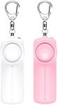 Safe Sound Personal Alarm Keychain for Women Protection - AMIR Safety Siren Keychain Loud Alarm - Personal Alert Device with LED Light - 130 dB Emergency Security Alert Key Chain Whistle, Pink&White - 2 Pack