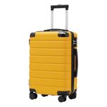 COOLIFE Suitcase Trolley Carry on Hand Cabin Luggage Hard Shell Suitcase Lightweight ABS Material with TSA Lock Telescopic Handle and 4 Dual Spinner Wheels (Yellow/Black, 20 Inch)