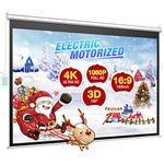 100 inch 16:9 Electric Auto Projector Motorized Projection Screen 16:9 Ratio for Home Theater Cinema Indoor Outdoor HD Movie Screen