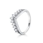 TOFBS 925 Sterling Silver Rings for Women Crown Ring Sparking Cubic Zirconia Ring Jewelry Hypoallergenic Thumb Ring Birthday Gifts for Girls Couples (Q)