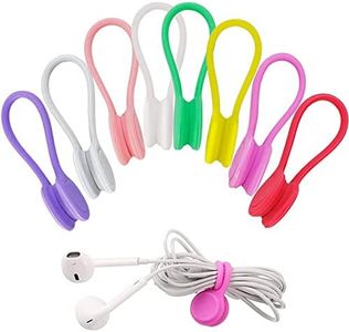 Cord Ties for Electrical Cords - 8Pcs Multicolor Wire Twist Ties Heavy Duty Magnetic Cable Clips Silicone Cord Ties - USB Reusable Cable Ties Cord Clips for Desk Cable Ties Reusable Silicone Wraps