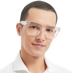 OCCI CHIARI Large Reading Glasses for Men Oversized Square Readers 1.0 1.25 1.50 1.75 2.0 2.25 2.50 2.75 3.0 3.5(Clear,1.50)