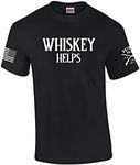 Trenz Shirt Company Patriot Pride Whiskey Helps Men's Funny American Flag Short Sleeve Graphic T-Shirt - Black - 5XL