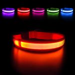 MASBRILL Light Up Dog Collar, LED Safety Collar with USB Rechargeable Super Bright Dog Flashing Collar with Waterproof, 4 Colors with 3 Sizes for Small Medium Large Dogs.