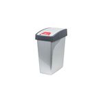 keeeper Premium Waste Bin with Flip Lid, Soft Touch, 10 Litre, Magne, Silver