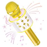 Wowstar Wireless Microphone, Karaoke Bluetooth Microphone for Kids Adults, Portable Toy Karaoke Mic Speaker Machine, Home KTV Player Support Android & iOS Devices for Party Singing (Gold)