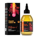 Careberry Organic Castor Oil - Hexane-Free, USDA Certified Organic, Cold Pressed, 100% Natural Arandi Oil, Promotes Hair Growth, Enhances Eyelashes, Skin Moisture & Nail Strength, 200ml