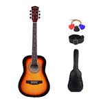 Kadence Frontier 34inch guitar for Kids, Travel Guitar for Adult Acoustic Guitar with Set of Strings, Strap, Picks and Bag (Sunburst Guitar)