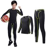 TERODACO Kids Long Sleeve Compression 2 Pcs Set Thermal Base Layer Suits Unisex