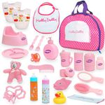 Molly Dolly Baby Doll Accessories Set - Baby Accessories For Dolls - Baby Dolls Changing Bag With 25 Toy Baby Accessories Including Feeding Set