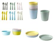 Ultimate Must Have Baby Dining Set of 36 (Includes Multi Colored Bright 6 Plates, 18 Spoons, 6 Bowls and 6 Glasses) by IKEA