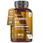 Vitamin B12 Tablets High Strength – 1000mcg Vegan B12 Supplement – 450 Pure Methylcobalamin Tablets (14+ Months Supply) – Tiredness and Fatigue Tablets – Immunity Supplements – GMP Approved