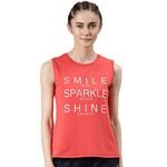 Enamor Women's Relaxed Vest (E133_Candy RED Smile Graphic S)