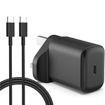 Samsung Fast Charger, 25W Charging Plug with 1M Cable for Galaxy S23/S23+/S23Ultra S22/S22+/S22Ultra S21/S21+/S21Ultra S20 A33,A72,A71,A53,A52,A51,A50,M33, UK Wall USB C Power Adapter for Type C Phone