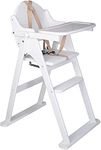 Safetots Deluxe Putaway Folding Wooden High Chair, White, Highchair for Baby and Toddler, Pre-Assembled, Stylish, Practical, and Space Saving High Chair