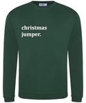 Teesh Clothing Men's Christmas Jumper Ironic Design (X-Large, Green)