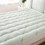 Bamboo Queen Mattress Pad, Cooling Breathable Mattress Topper with 8-21”Deep Pocket, Soft Quilted Fitted Mattress Cover with Down Alternative Fill, 60 x 80 Inch