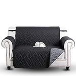 Hafaa Sofa Covers 2 Seater Black & Grey - Non Slip Sofa Slipcovers with Adjustable Elastic Straps Water Resistant Dog Sofa Cover Furniture Protectors Quilt Couch Covers from Pets & Kids