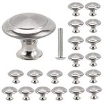 Librao 20Pcs Cabinet Knobs Round Mushroom Shape Pull Handle Stainless Steel Brushed 30Mm for Drawer Door Cupboard Wardrobe