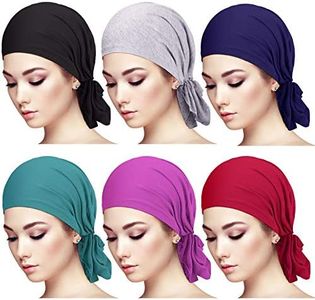 6 Pieces Head Scarf for Women Slip on Pretied Head Scarves Cancer Headwear Turban Hat Beanie Wrap (Mix Color)