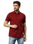 Thomas Scott Mens Solid Slim Fit Casual Shirt with Cutaway Collar and Half Sleeve Maroon