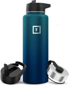 IRON °FLASK Sports Water Bottle - Wide Mouth with 3 Straw Lids - Stainless Steel Gym & Outdoor Bottles for Men, Women & Kids - Double Walled, Insulated Thermos, Metal Canteen - Dark Night, 40 Oz